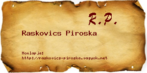 Raskovics Piroska névjegykártya